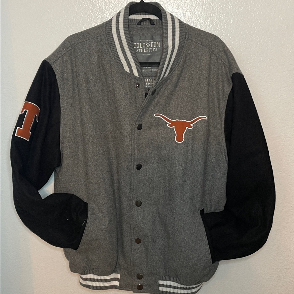 UT Longhorns bomber jacket L snaps twill University of Texas Men's Colosseum